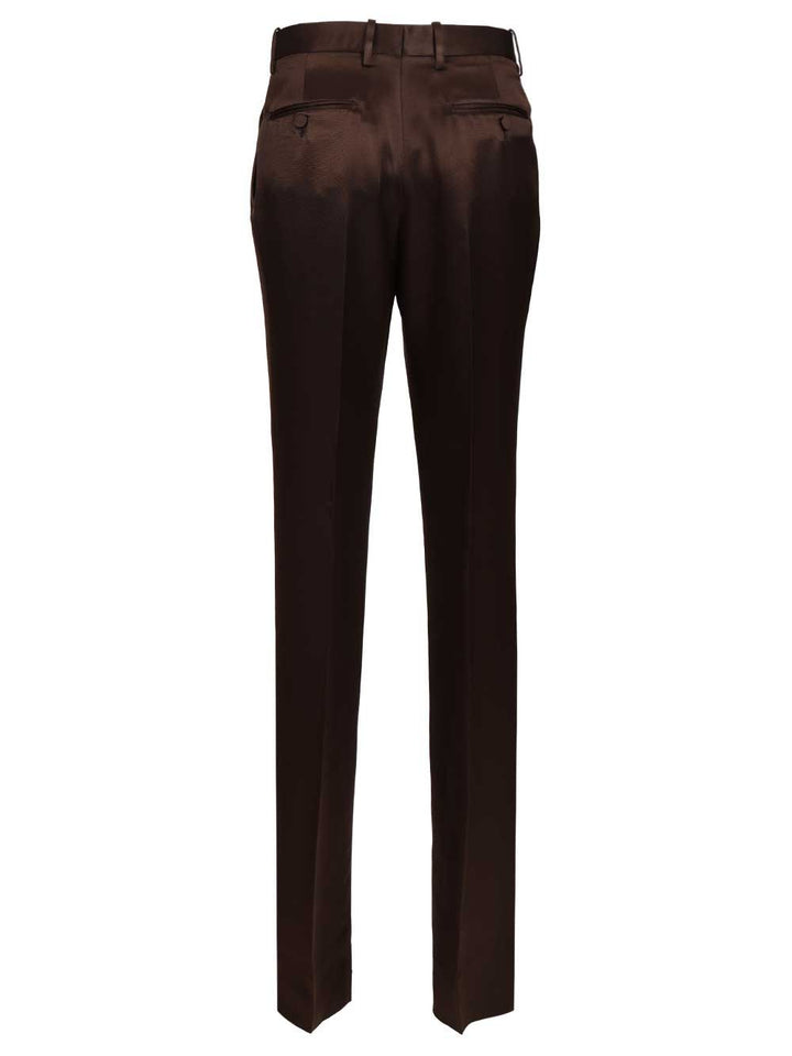 Tom Ford Tailored Silk Trousers - Brown | cef436dedaca41f791a32b7ff62dffe86c139d6d