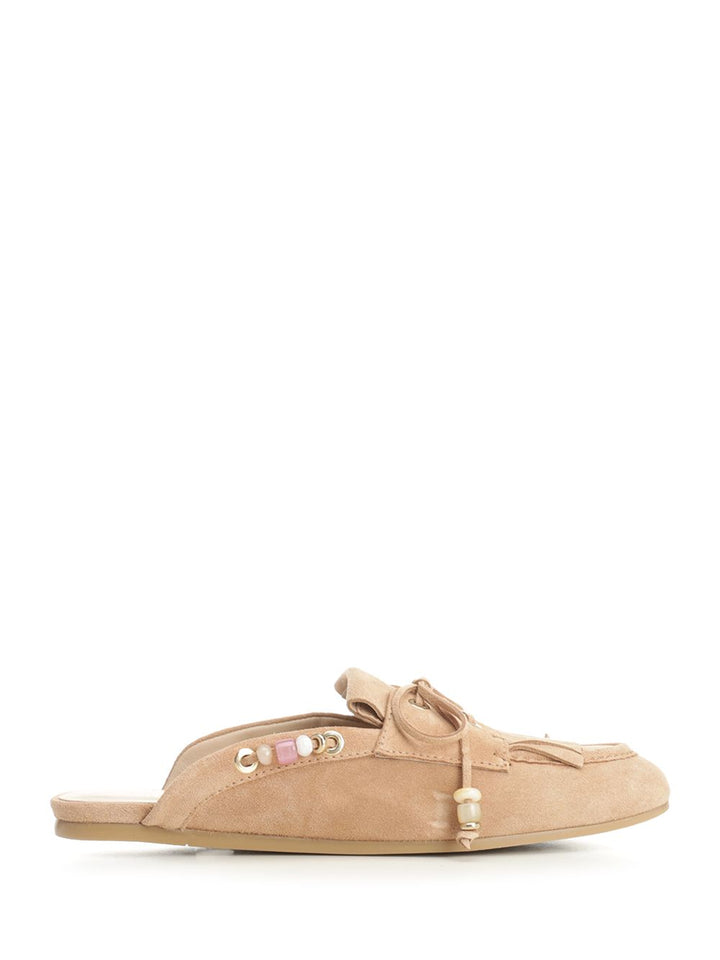 Stuart Weitzman Tinsley Mule From Mallorca Sandals - Beige | c8ba052d1faf50d17fa482d15e95b343fe6e10a9