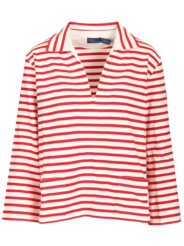 Polo Ralph Lauren Striped T-Shirt With Open Placket Knitwear - Red | 2b3a0202a2176c1297d1e9dd166f5f4d23a0c85e