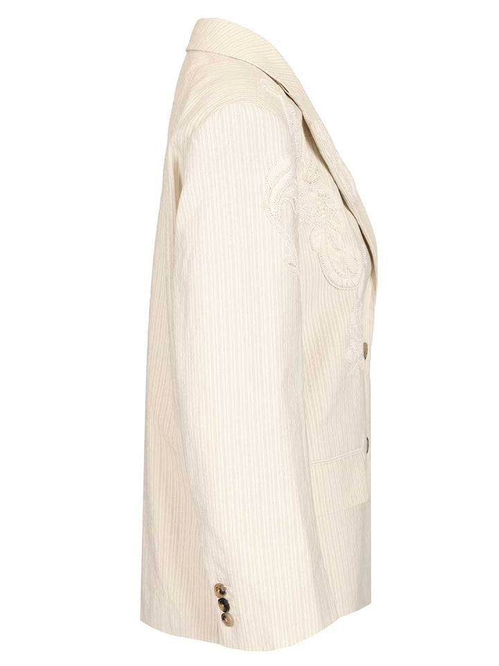 Dries Van Noten Single-Breasted Jacket With Floral Embroidery Jackets - White | a4107d85e8f243666ad31315f4e49da224efe780