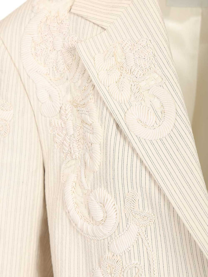 Dries Van Noten Single-Breasted Jacket With Floral Embroidery Jackets - White | c573550ea8a8bcd068633408d3f8f25ee8223794