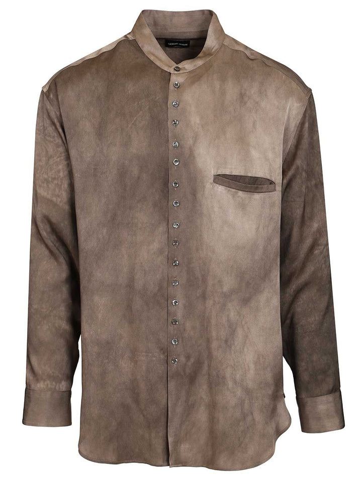 Giorgio Armani Mandarin Collar Shirt Shirts - Grey | 62fa44c9bf949fcb420b023cc6bdb35a632c448c
