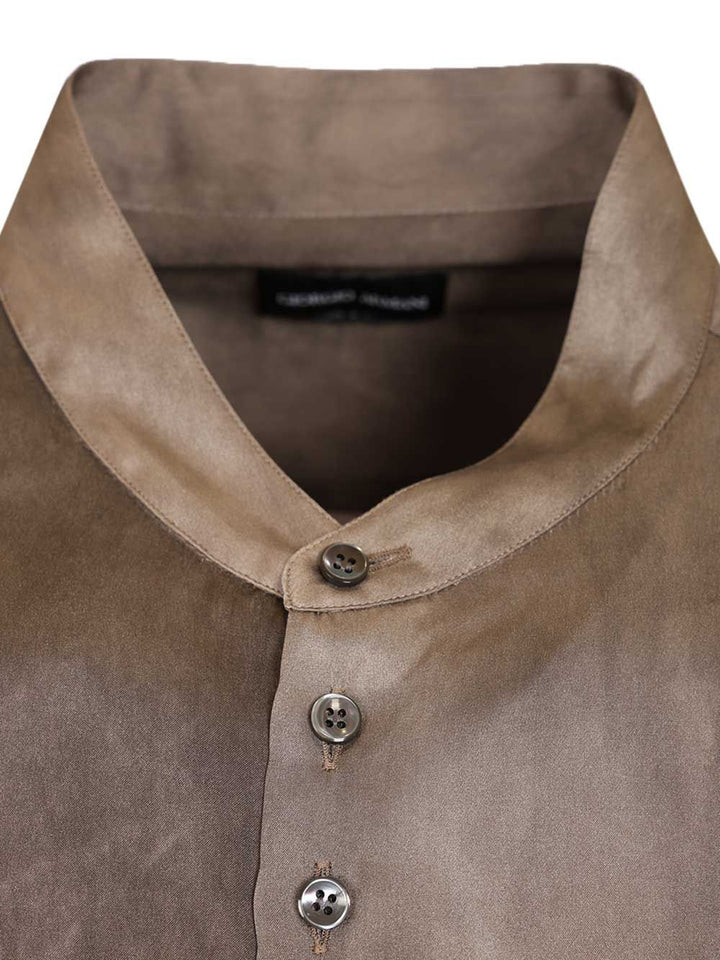 Giorgio Armani Mandarin Collar Shirt Shirts - Grey | ef40c7781c5b56728f9bff542d3a2d49106724bc