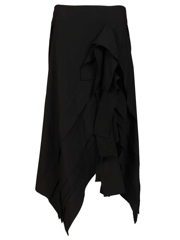 Lightweight Wool Midi Skirt Black