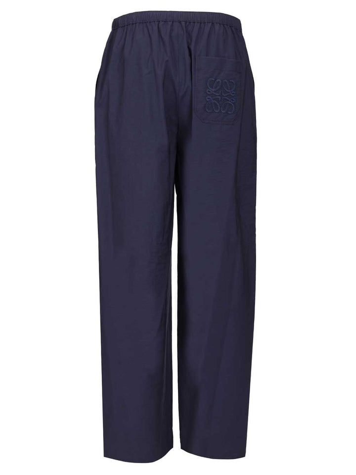 Loewe Drawstring  In Cotton Blend Trousers - Blue | 3f6a5bb8bd1204e717b61eba84671560904e8337