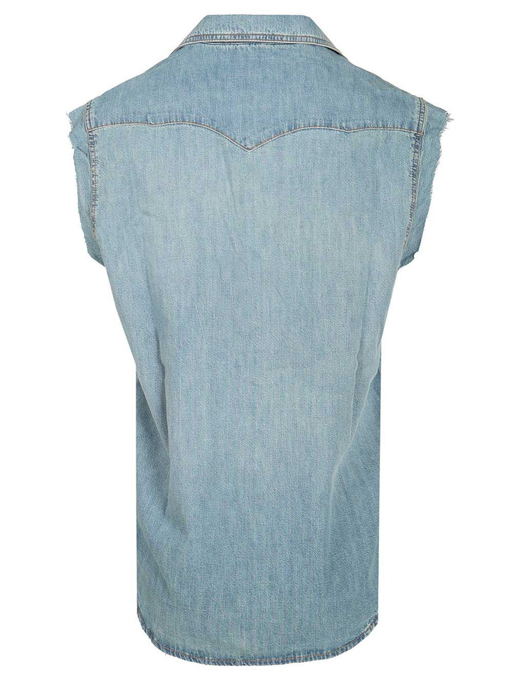 Amish Sleeveless Denim Shirt Jackets - Light blue | 148db0df0f575cc9f951722803367924f6e8138f