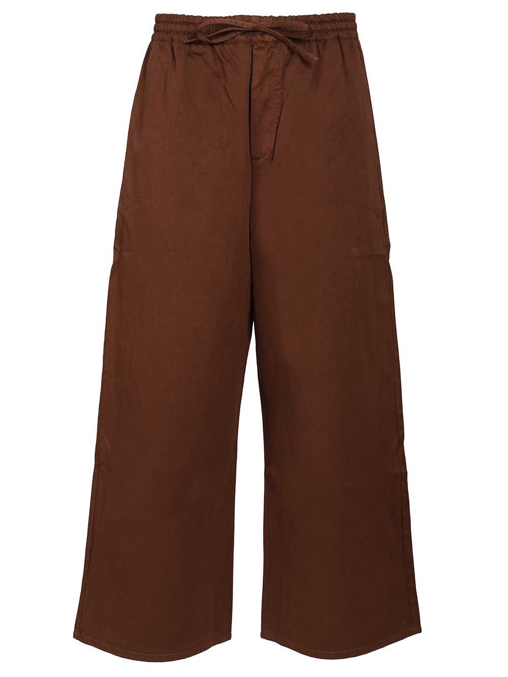 Cotton Drawstring Trousers Brown
