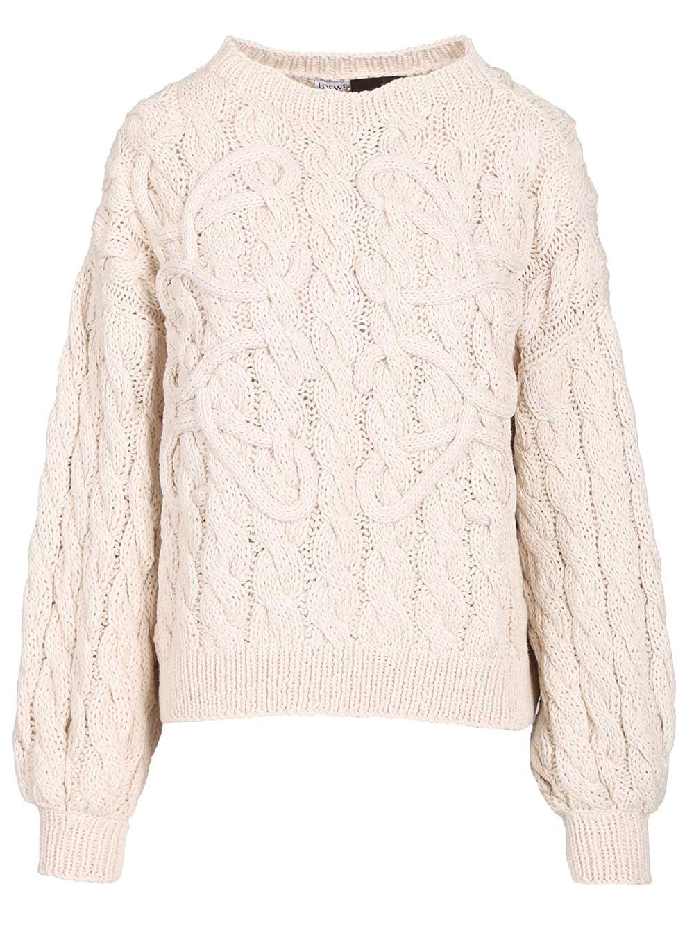 Loewe Anagram Sweater In Wool And Cotton Blend Sweatshirts - Beige | 1f17927b497153b095e5a3f7737fa73e73ac469c