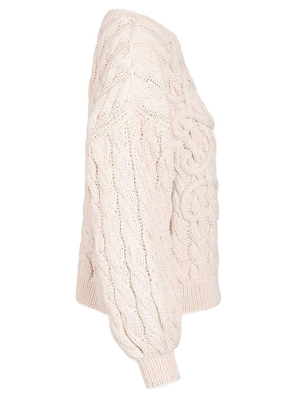Loewe Anagram Sweater In Wool And Cotton Blend Sweatshirts - Beige | 20586cb069acae34a1d5d136e9011c73d40946ab