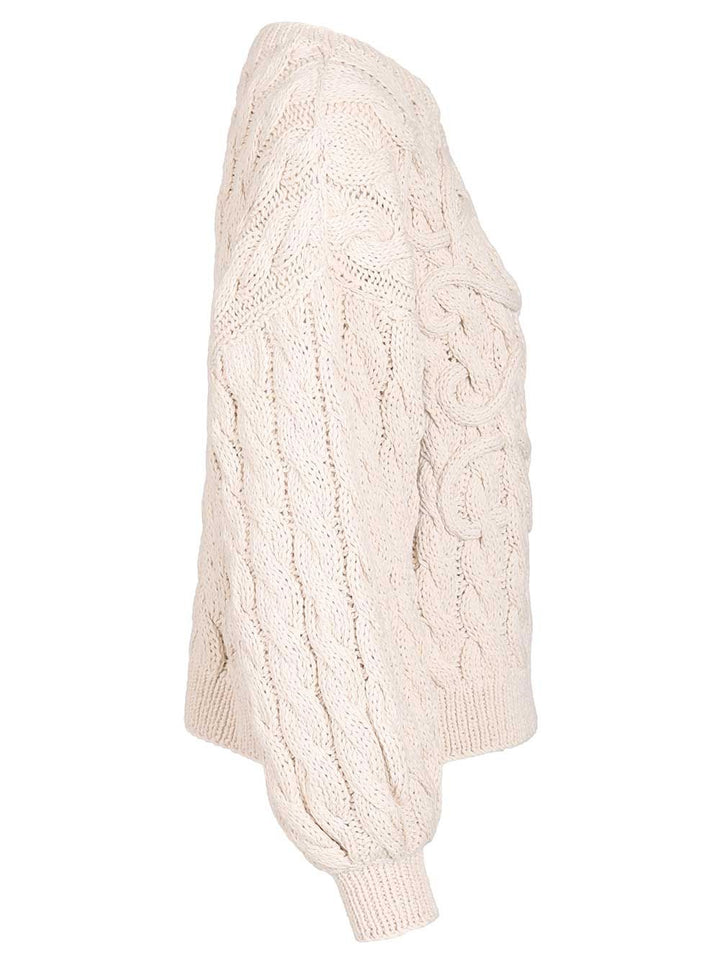 Loewe Anagram Sweater In Wool And Cotton Blend Sweatshirts - Beige | 20586cb069acae34a1d5d136e9011c73d40946ab
