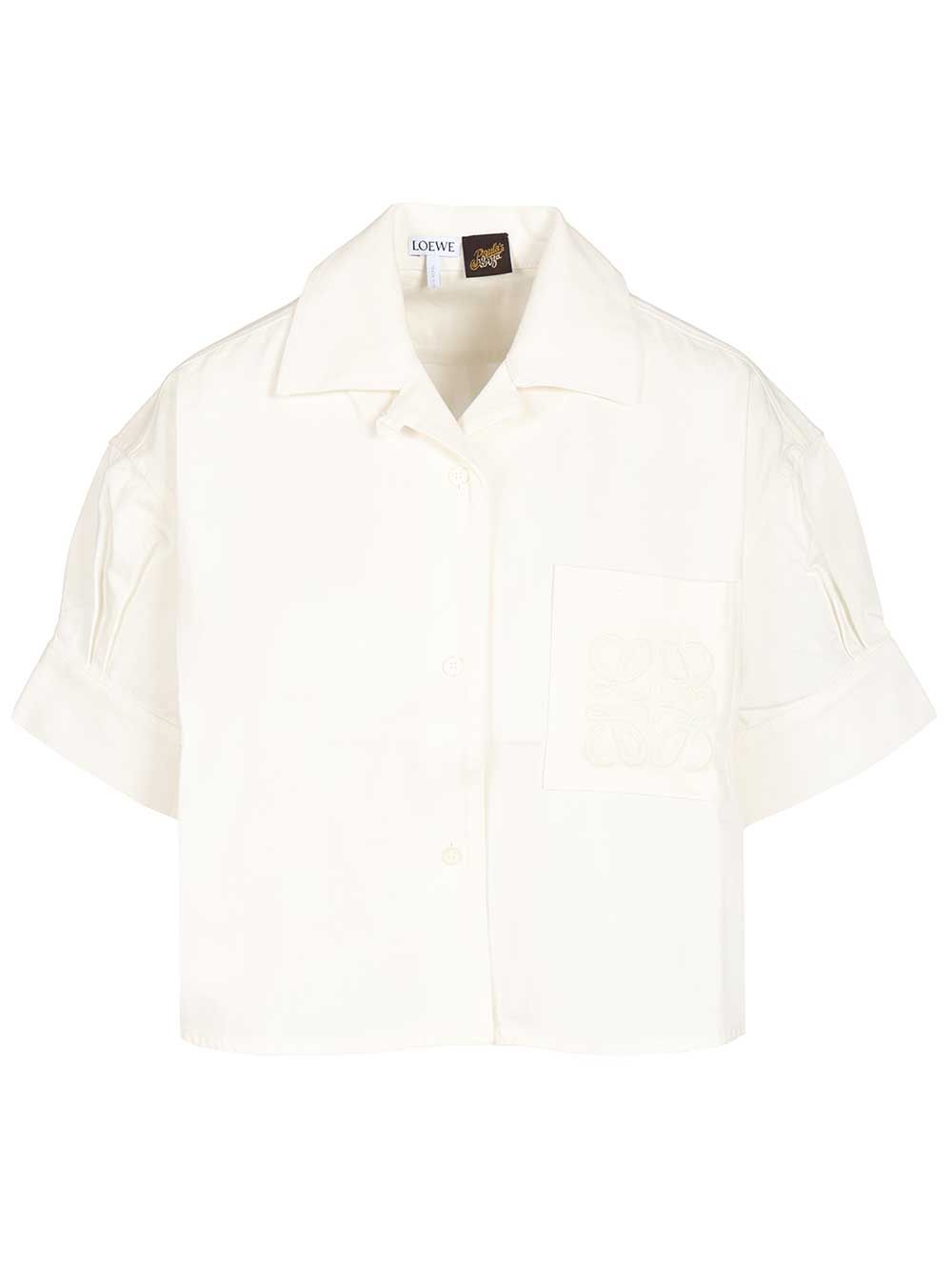 Loewe Short-Sleeved Denim Shirt Shirts - White | 56596cc9893ad9e7a390840a7a84725976170a0d