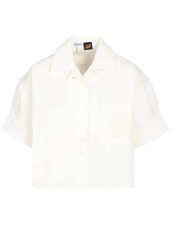 Loewe Short-Sleeved Denim Shirt Shirts - White | 56596cc9893ad9e7a390840a7a84725976170a0d