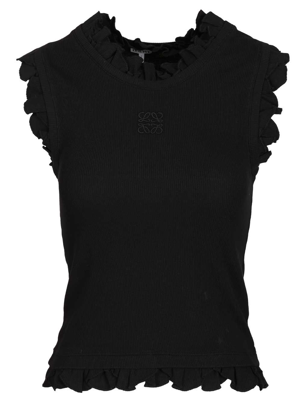 Stretch Cotton Tank Top Tops Black