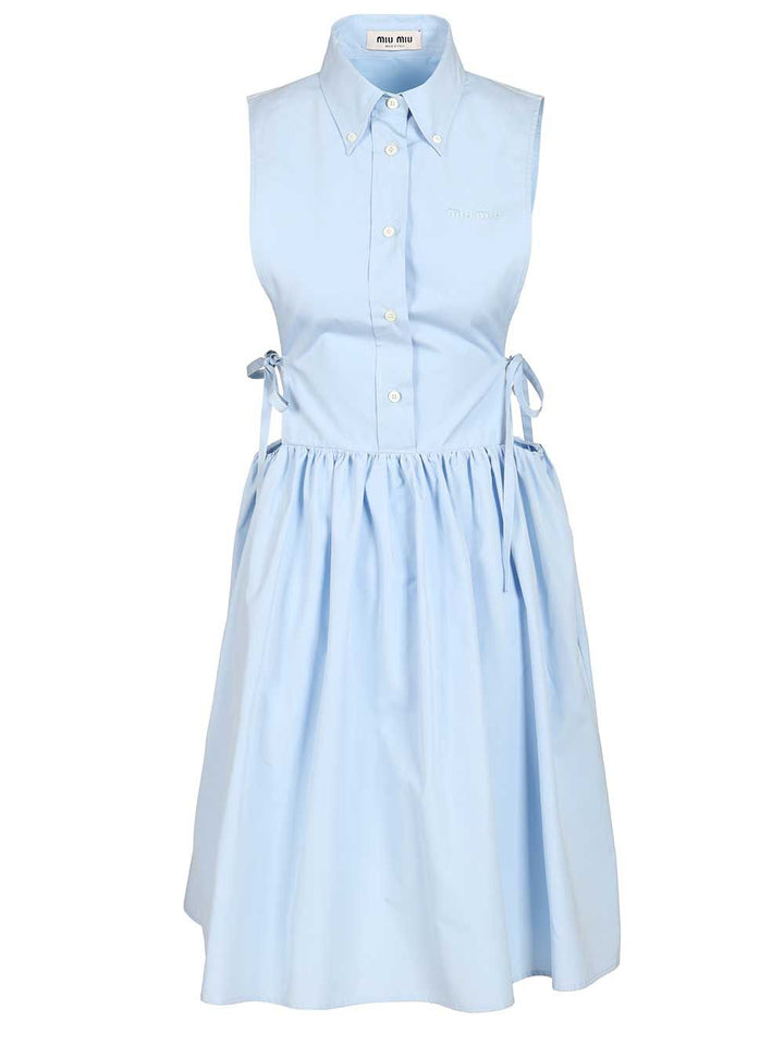 Miu Miu Sleeveless Poplin Dress Dresses - Light blue | 466abc4c46dcee96d9a40d940b89376577bcd015