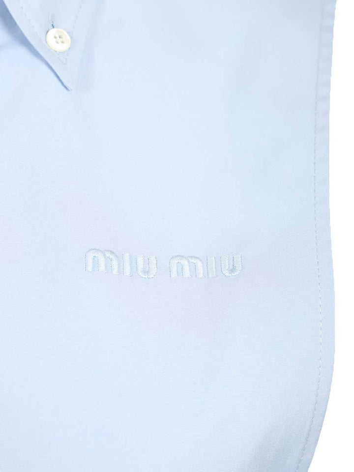 Miu Miu Sleeveless Poplin Dress Dresses - Light blue | 66de5c1a299e7b13a080219dba7b00a563c7f354