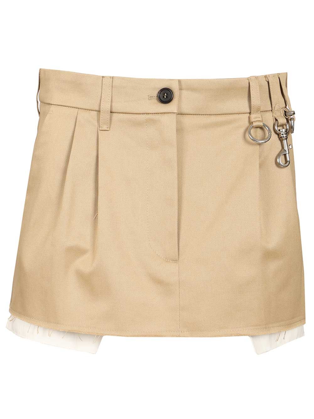 Miu Miu Cotton Chino Mini Skirt Skirts - Beige | 9ee4a1580fd1bcf1ef8af6eb475ba8f970aceaa5