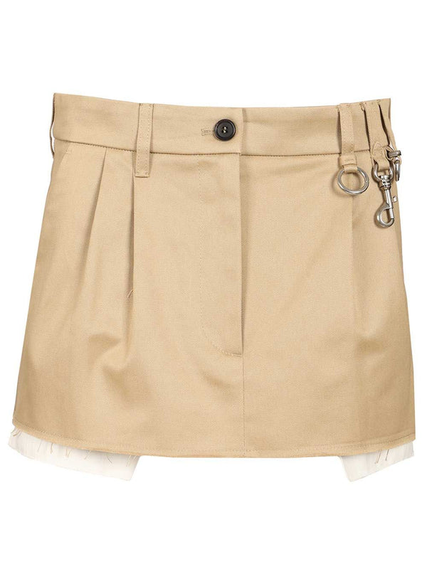 Cotton Chino Mini Skirt Skirts Beige