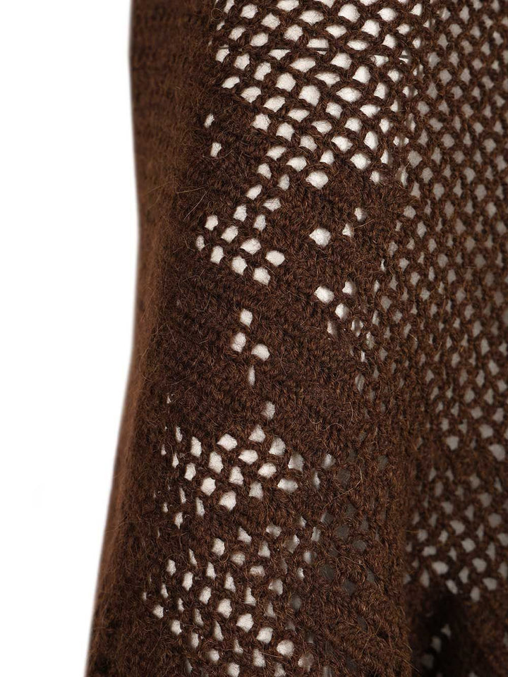 Chiarais Scialle Peonia 100% Alpaca Knitwear - Brown | 7bd1f2aa80d740790211f72cc26e8c9c26764141