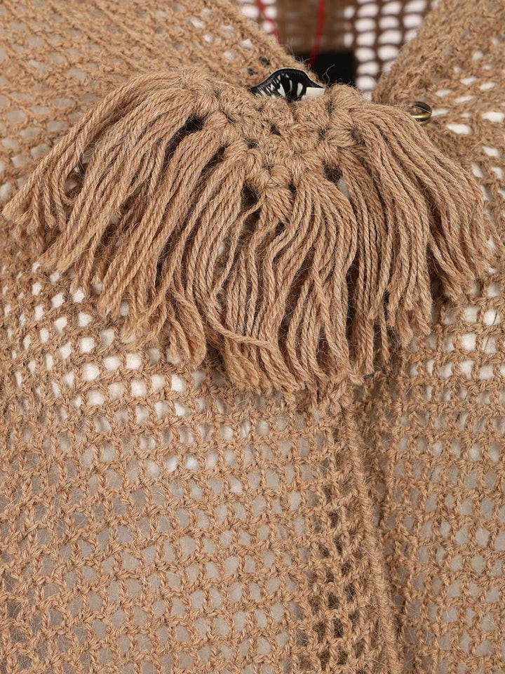 Chiarais Scialle Peonia 100% Alpaca Knitwear - Beige | 566cb96bb976992ced71209c8554e28c8ebeef1f