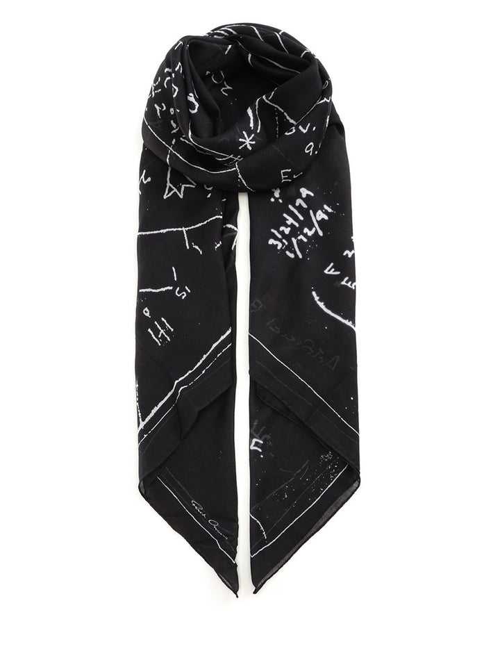 Rick Owens Scarf With Astro Print Scarves And Foulards - Black | 3406377862a7a959828cd802b585ebd804d8bf46
