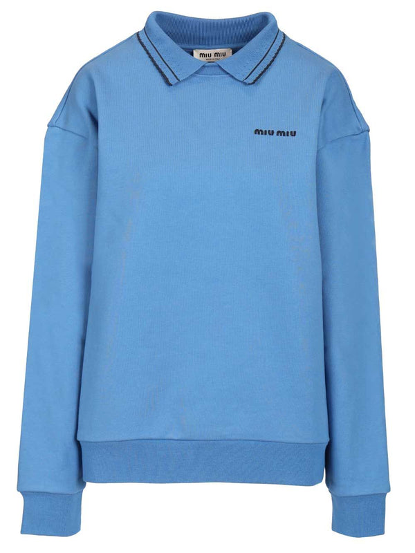 Sweatshirt With Embroidered Logo Sweatshirts Light Blue