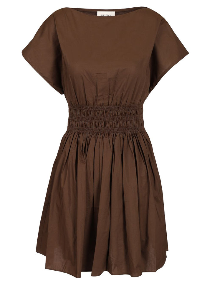 Matteau Shirred Waist Mini Dress Dresses - Brown | 82adfefa34fe3604e03f6c5e49581b89f73ee412