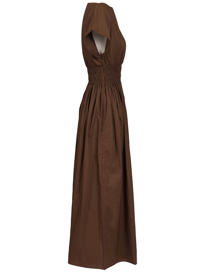Matteau Shirred Waist Midi Dress Dresses - Brown | fedf543fef4d972ac8b51a8e0832b9ddce822912