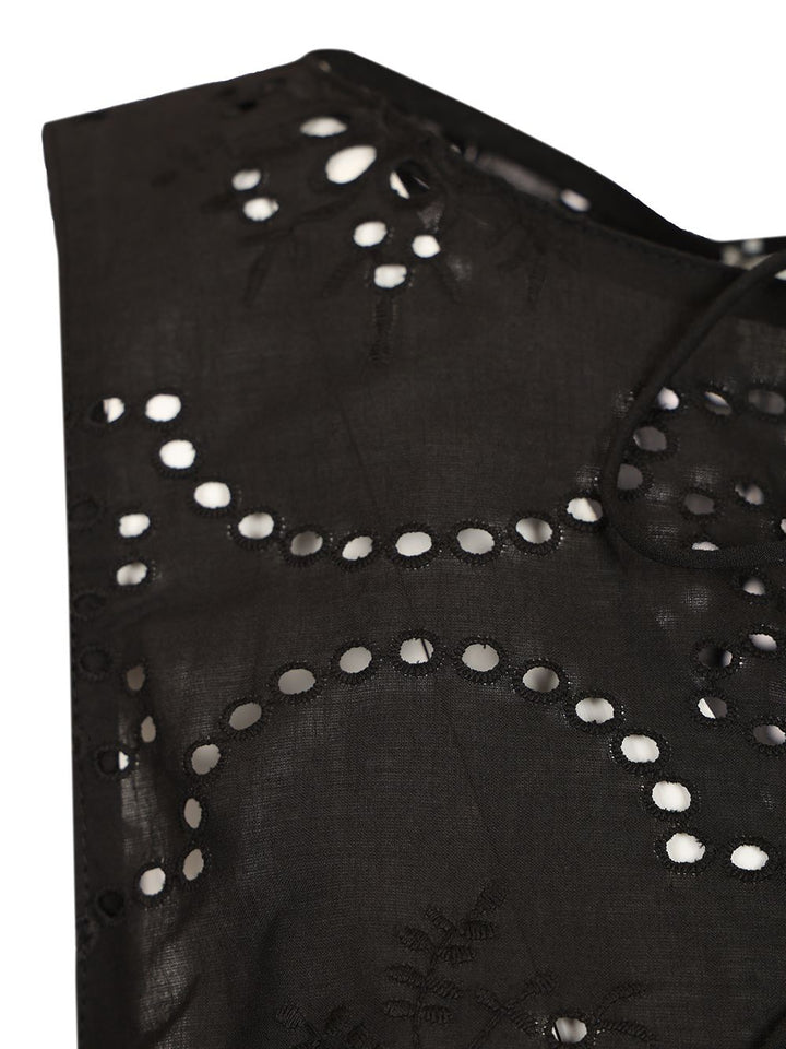 Matteau Broderie Tie Blouse Tops - Black | c109891417205eb23cd7475898b17df213a1dcfd