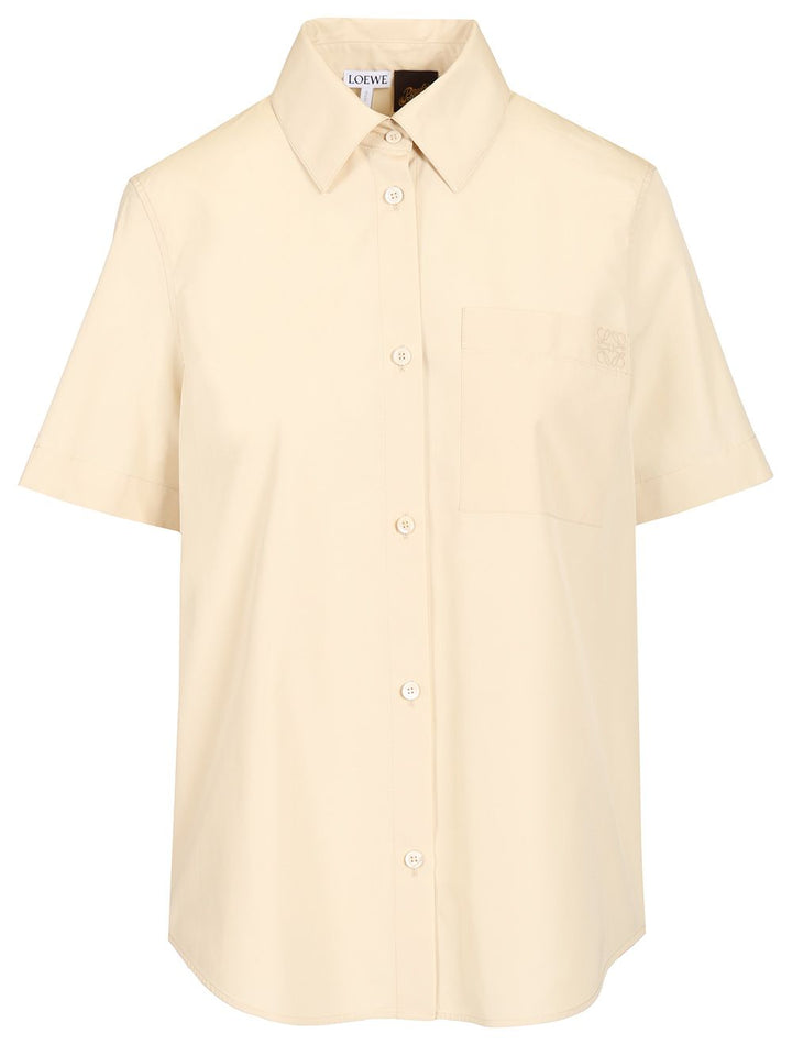 Loewe Short-Sleeved Cotton Shirt Shirts - Beige | b00227b4a88217715a91a05f1394c1be073bc89d