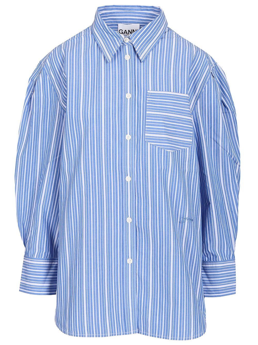 Ganni Striped Shirt Shirts - Light blue | b76f57f847a57d0ef387cb4b31599ee208c00b58