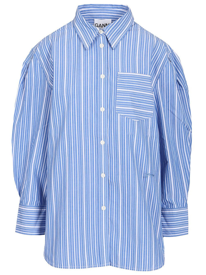 Ganni Striped Shirt Shirts - Light blue | b76f57f847a57d0ef387cb4b31599ee208c00b58