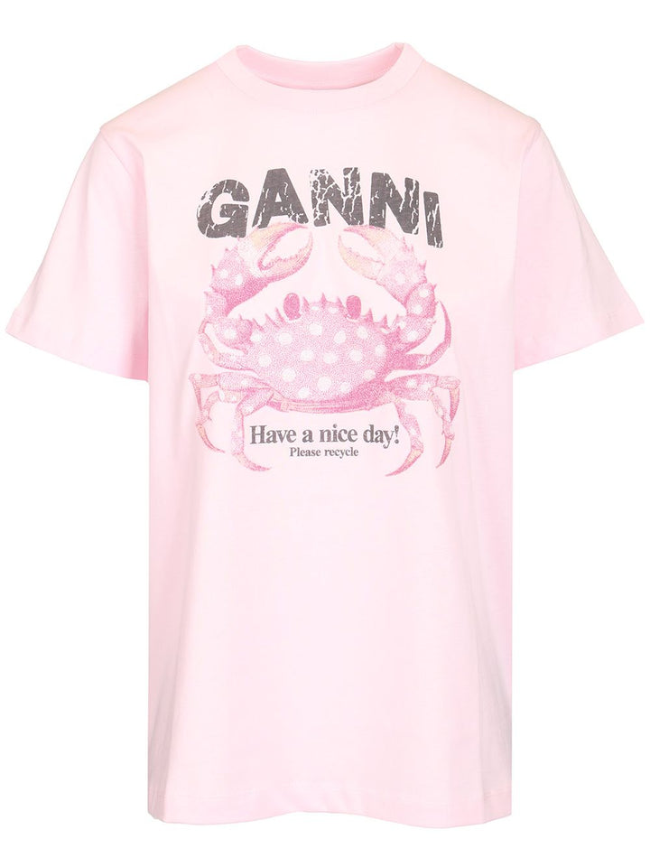 Ganni With Print T-Shirt - Rose | d3c2c2c90894e4c37faf450cac62c01c5fae4fd8