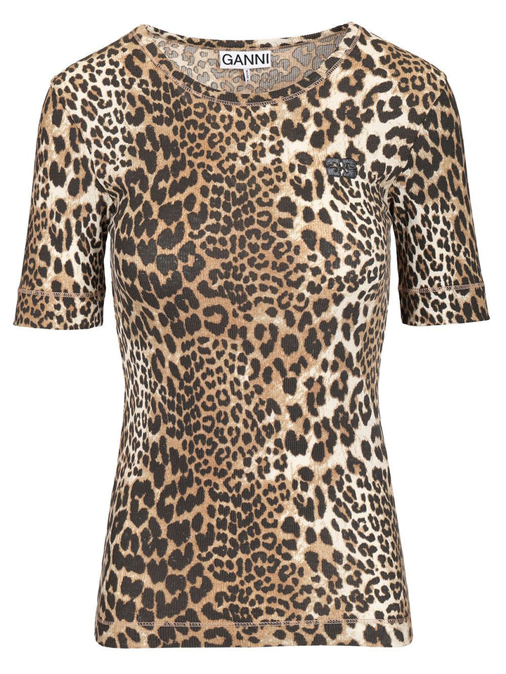 Ganni Ribbed T-Shirt - Animalier | 7fbcbb6f0fff0835e0f3be032c47750f85c1446f