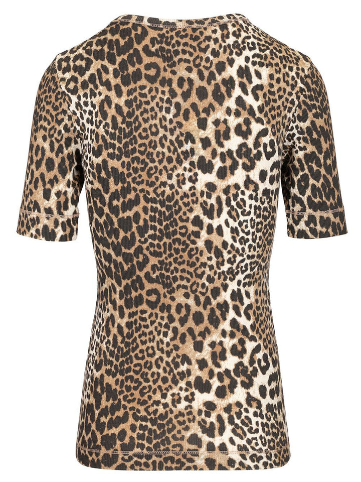 Ganni Ribbed T-Shirt - Animalier | 9c108266b9697afdcd33cdfab3e2ccab640dfe35