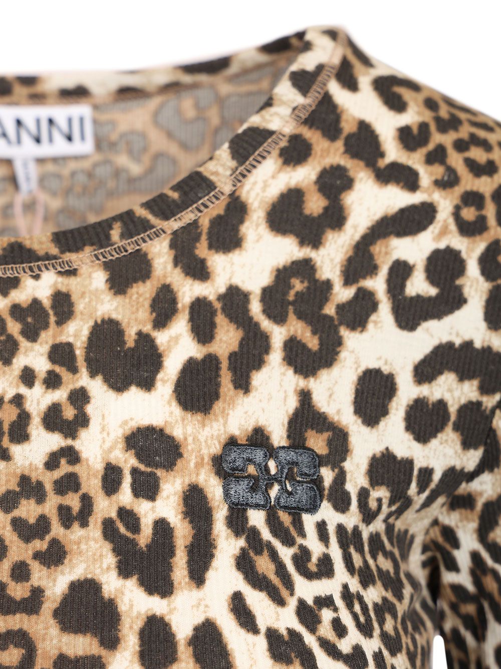 Ganni Ribbed T-Shirt - Animalier | 6c29aeff10bd5106f40c1720770b7ca35dbec567