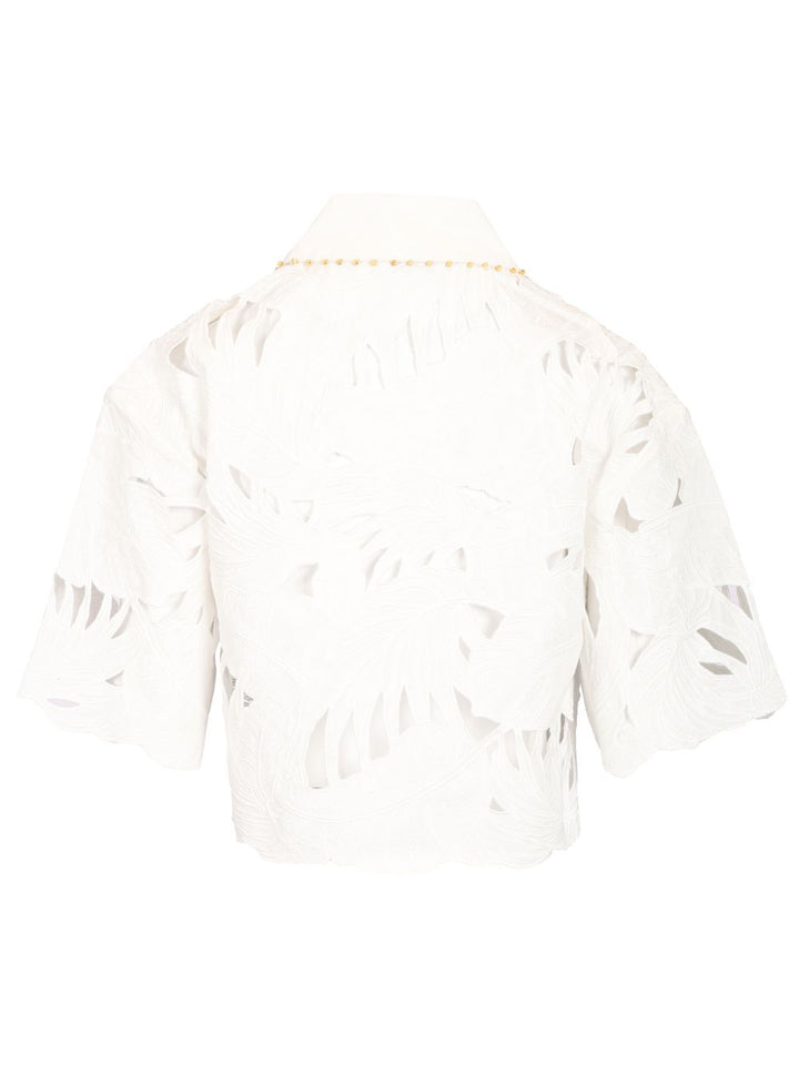 Zimmermann Mahon Embroidered Crop Shirt Shirts - White | 73b9b19012ec791b62029626cf8f54dc6236d186