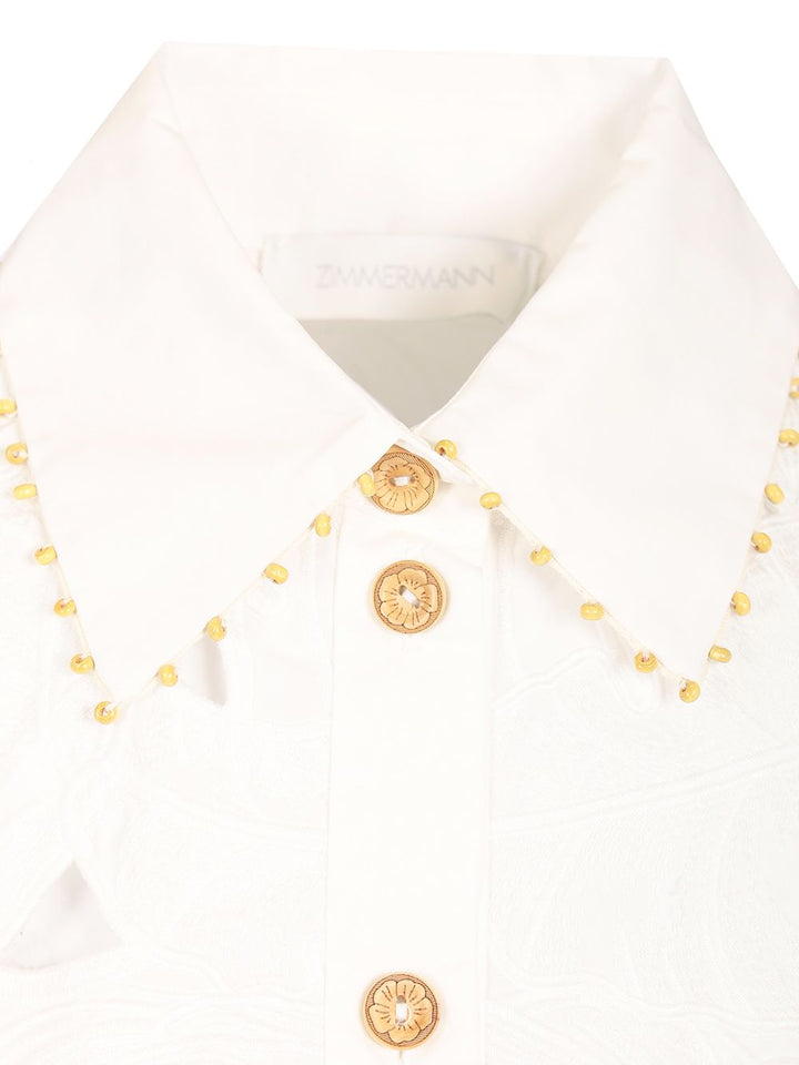 Zimmermann Mahon Embroidered Crop Shirt Shirts - White | aa34671c872b3872b028c6f1bd2e887debf848db