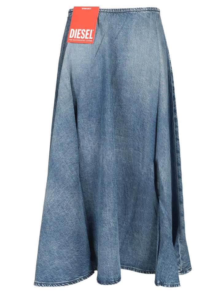 Diesel Wide Skirt In Flowing Denim Skirts - Blue | 70469933ffe513573c969ad923740e71285d676e