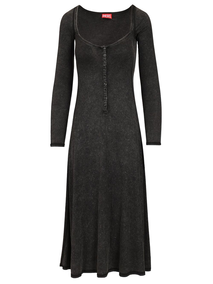 Diesel Shaded Ribbed Jersey Midi Dress Dresses - Black | 13e52a0bdba4c341949e4aa052b28fa9c6cf6222