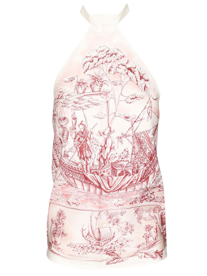 Ferragamo Top Pergamena Print Tops - Rose | 7953898feca2e3296aacb56307c5c8c2efee8b2c