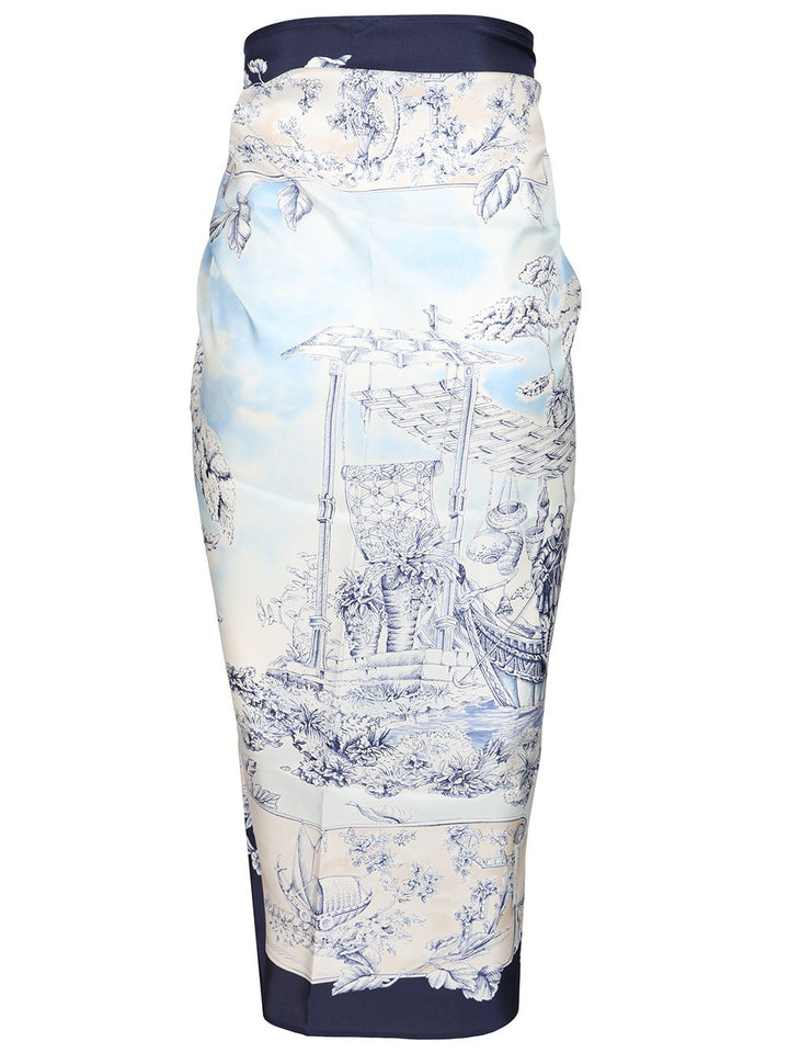 Ferragamo Pareo Pergamena Print Skirts - Light blue | 7b3df6caaf9f337412bda9e25d68916567d0f4be