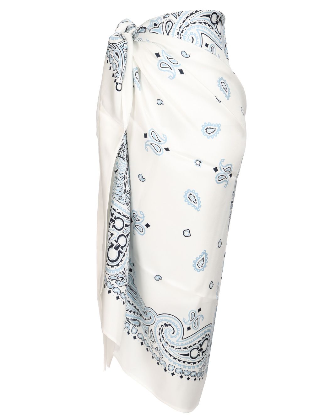 Ferragamo Arabesque Print Silk Sarong Skirts - Light blue | 977f73284c47c4eaf1cc312f8d0984f8b905ed53
