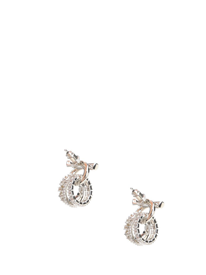 Ferragamo Gancini Earrings With Crystals Jewelry - Silver | 57a65b6afb3b466fc615eb85f2a22f77ab5dd7af