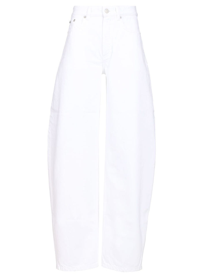 AlaÏA Round Pants Light White Denim Jeans - White | a0e3dd105ecd2bc98ae95fd2dcbe56965f0cde93