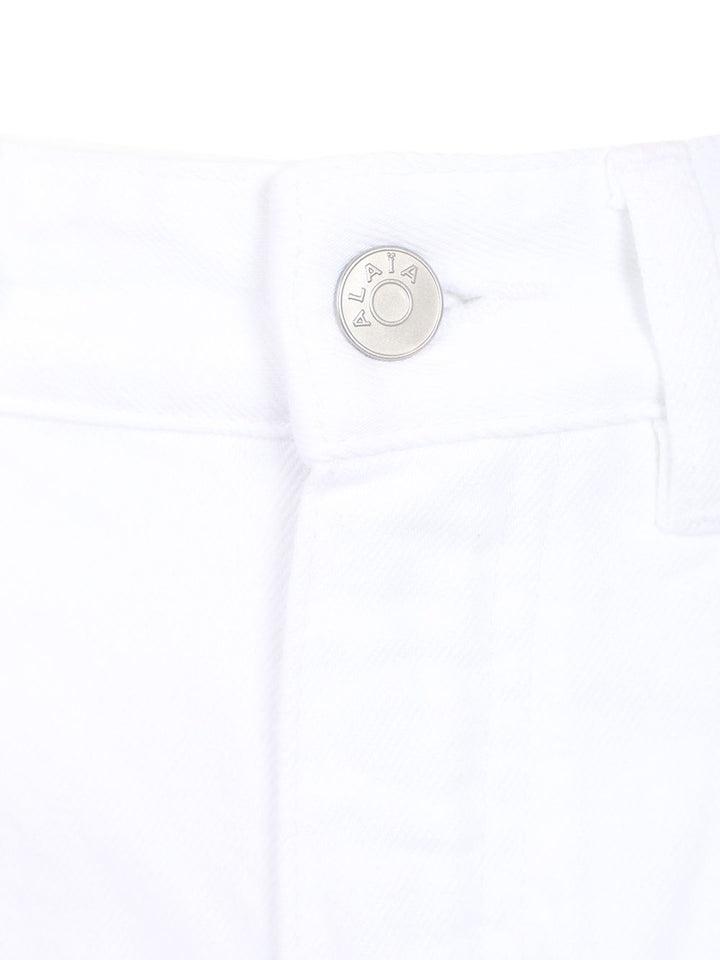 AlaÏA Round Pants Light White Denim Jeans - White | 50c9e7936373c6b16b40b078e4b764b583c8c322