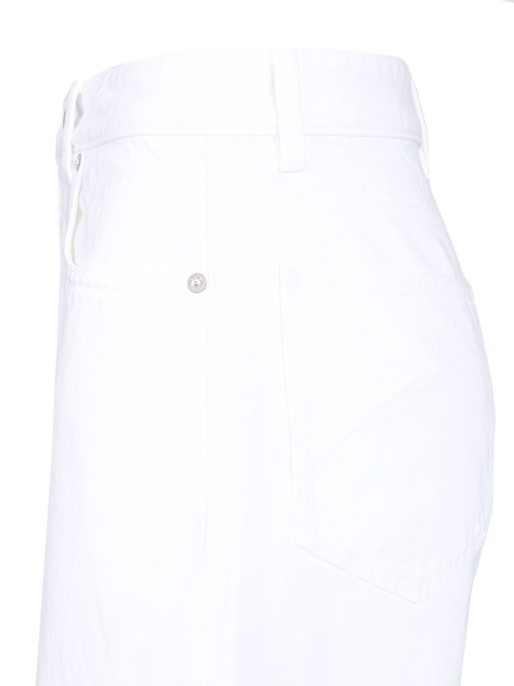 AlaÏA Round Pants Light White Denim Jeans - White | 838009a972f8fa720d5437a3c2acbc6a54227216