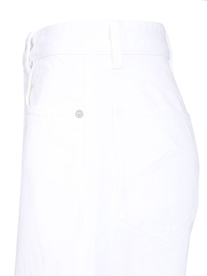 AlaÏA Round Pants Light White Denim Jeans - White | 838009a972f8fa720d5437a3c2acbc6a54227216