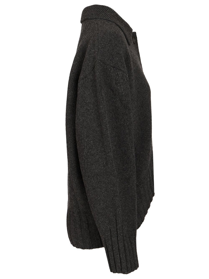 The Attico Cardigan With Embroidered Logo Knitwear - Grey | 5d532c8ff65cae64babf408df06b71b6bca78a75
