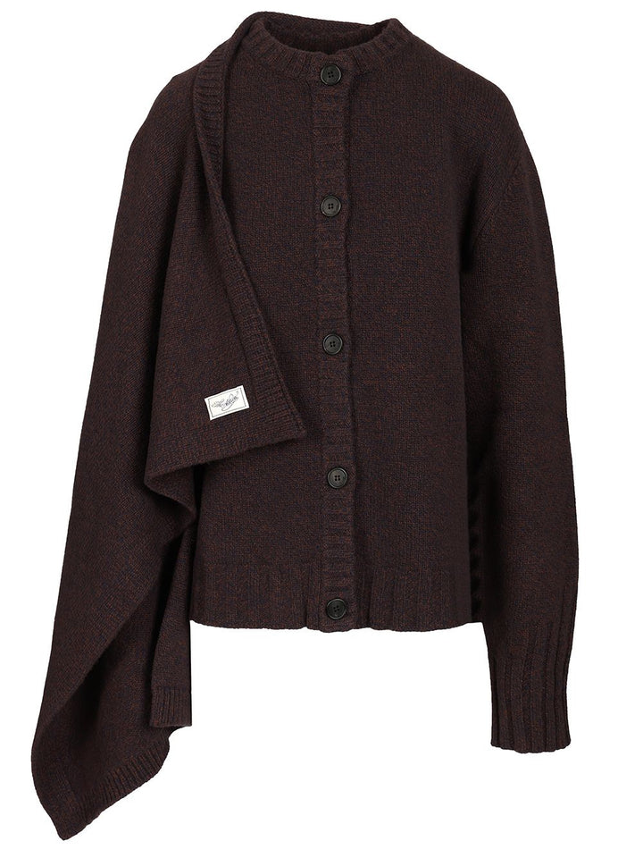 The Attico Cardigan With Draped Details Knitwear - Brown | 7261b06ea4bde404c5da714b7019ebab13a247e8