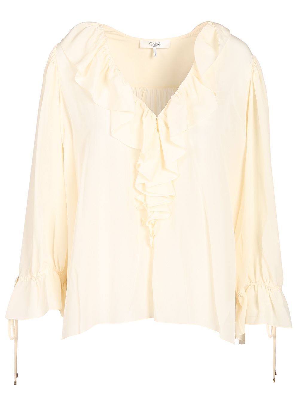 Chloe' Long-Sleeved Shirt Knitwear - White | 390c924bedb6ffce9342f32a4857eb1b67c127a6